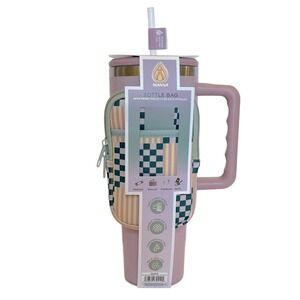 Manna Lavender Purple Stainless Steel Tumbler Mug Cup Bottle Bag NWT‎